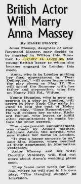 British Actor Will Marry Anna Massey; Sunday Herald; 30 Mars 1958