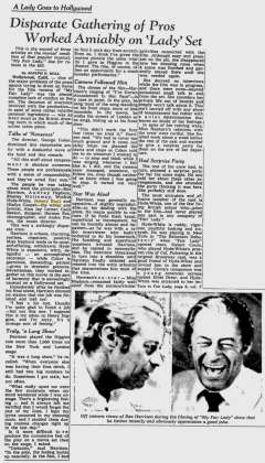Disparate Gathering of Pros Worked Amiably on ‘Lady‘ Set; The Milwaukee Journal; 24 Janvier 1964