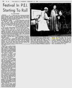 Festival in P.E.I. Starting to Roll; The Montreal Gazette; 27 Février 1964