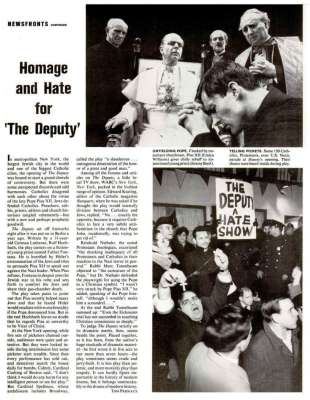 Homage And Hate For ‘The Deputy‘; LIFE; 13 Mars 1964