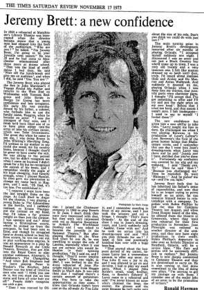 Jeremy Brett: a new confidence; !the Times Saturday review; 17 Novembre 1973