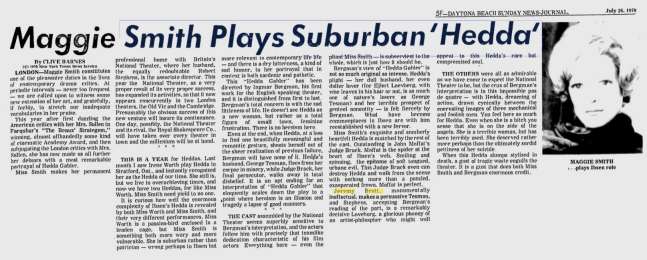 Maggie Smith Plays Suburban ‘Hedda‘; Daytona Beach Morning Journal; 25 Juillet 1970