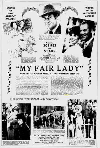  "My Fair Lady" Now In Its Fourth Week At The Palmetto Theatre; Herald-Journal; 16 Janvier 1966 