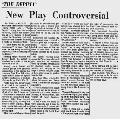 New Play Controversial; Sarasota Herald-Tribune; 16 Février 1964