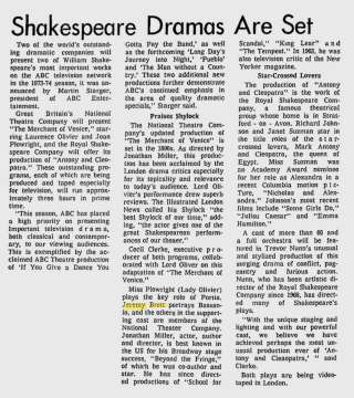 Shakespeare Dramas Are Set; The Modesto Bee; 18 Février 1973