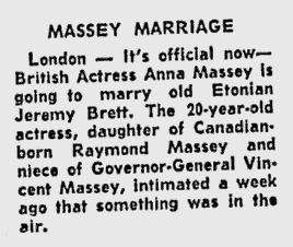 Marriage Massey; The Montreal Gazette; 28 Mars 1958