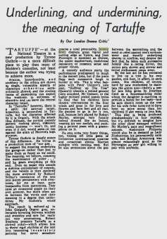 Underlining, And Undermining, The Meaning Of Tartuffe; The Glasgow Herald; 25 Novembre 1967